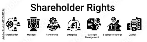 Shareholder Rights banner web icon vector illustration concept for business with icon of Shareholder, Manager, Partnership, Enterprise, Strategic Management, Business Strategy.