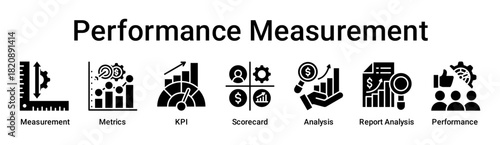 Performance Measurement banner web icon vector illustration concept for business with icon of Measurement, Metrics, Key Performance Indicator, Scorecard, Analysis, Report Analysis.