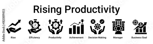 Rising Productivity banner web icon vector illustration concept for business with icon of Rise, Efficiency, Productivity, Achievement, Decision Making, Manager, Business.
