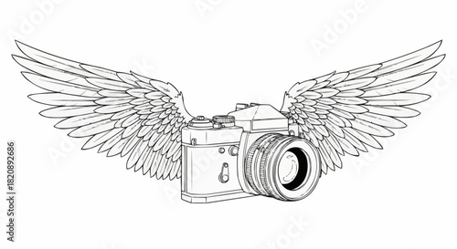 Winged Camera - A Symbol of Photographic Freedom and Artistic Expression.