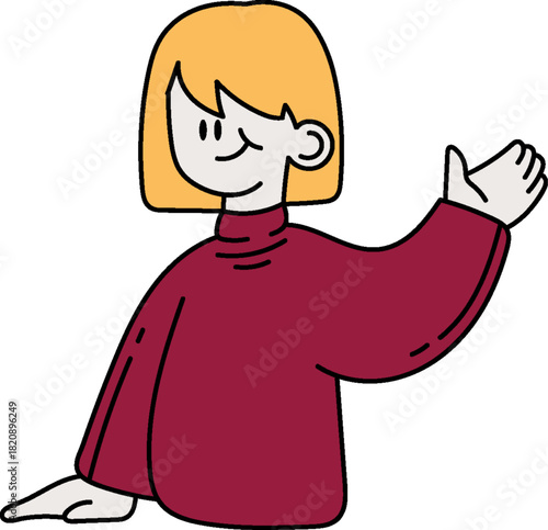 Friendly approachable character waving hello icon vision mission brainstorm