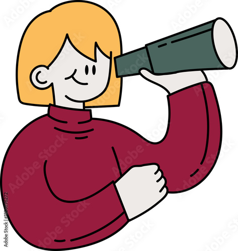 woman with telescope vision mission brainstorm