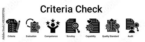 Criteria Check banner web icon vector illustration concept for education with icon of Criteria, Evaluation, Competence, Scrutiny, Capability, Quality Standard.