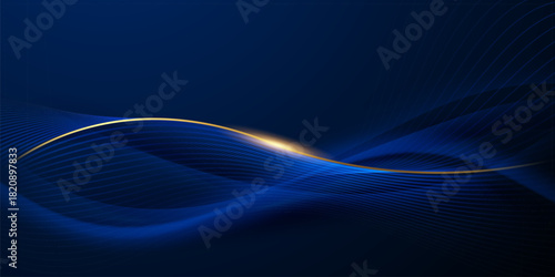 blue abstract background with luxury golden elements vector illustration
