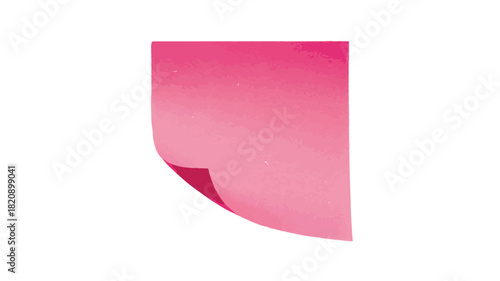 Pink sticky note with curled corner for reminders, messages, or office communication, isolated on white