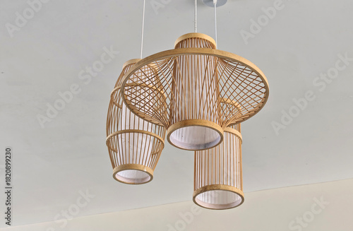 Konstfotografi The lamps in the coffee shop are made of bamboo