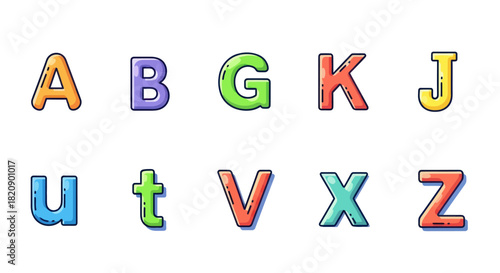 Colorful alphabet letters isolated on white background for education
