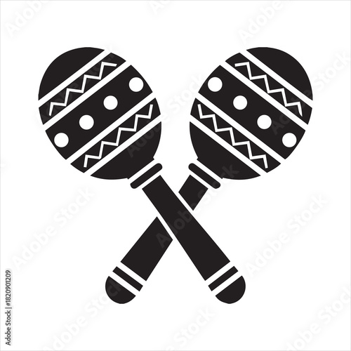 Mexican Maracas Silhouette Vector – Traditional Latin Percussion Instrument Illustration