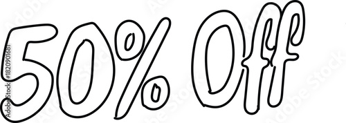 hand drawn typography of 50 % off , discount offer perfect for black friday 
