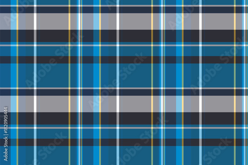 Azul pattern textile plaid, layered tartan fabric background. Indigo check vector texture seamless in cyan and dark colors.