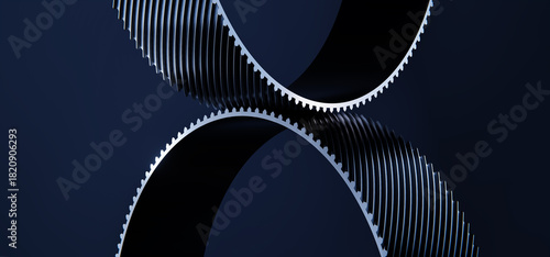  3D Abstract Technology Design with Black Helios Gears on Dark Background