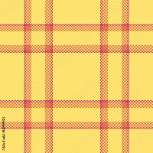 Mens shirt fabric tartan texture, stripped background plaid textile. Empty seamless check pattern vector in red and yellow colors.
