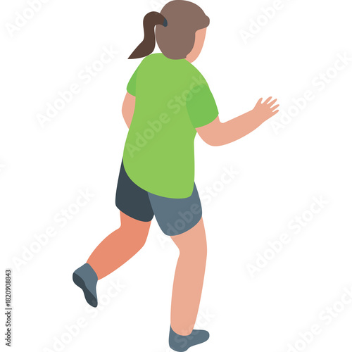 Young Person In Green Shirt And Blue Shorts Running In A Soccer Game With A Transparent Background