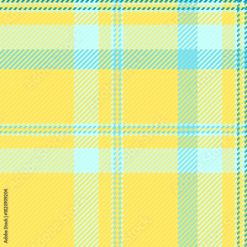 Tissue textile plaid pattern, nobility fabric vector tartan. Retro texture check seamless background in yellow and light colors.