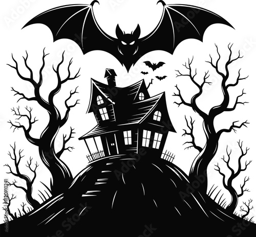 Halloween house with bats