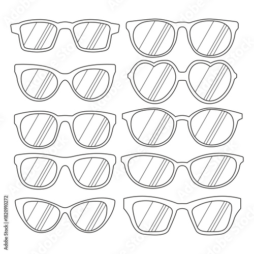 Geek Glasses Outline Vector Illustration