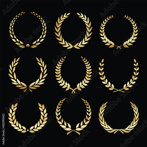 Golden Laurel Wreath Vector Illustration
