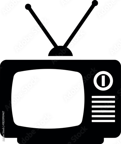 Retro tv icon black white vintage television symbol