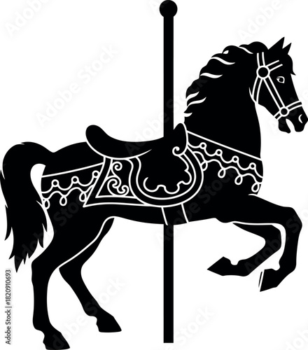 Black carousel horse silhouette