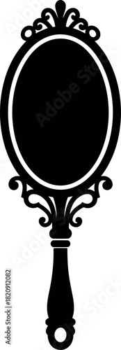 Vintage hand mirror silhouette ornate oval vanity mirror