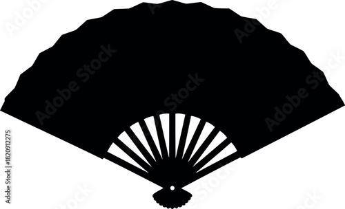 Black silhouette folding fan