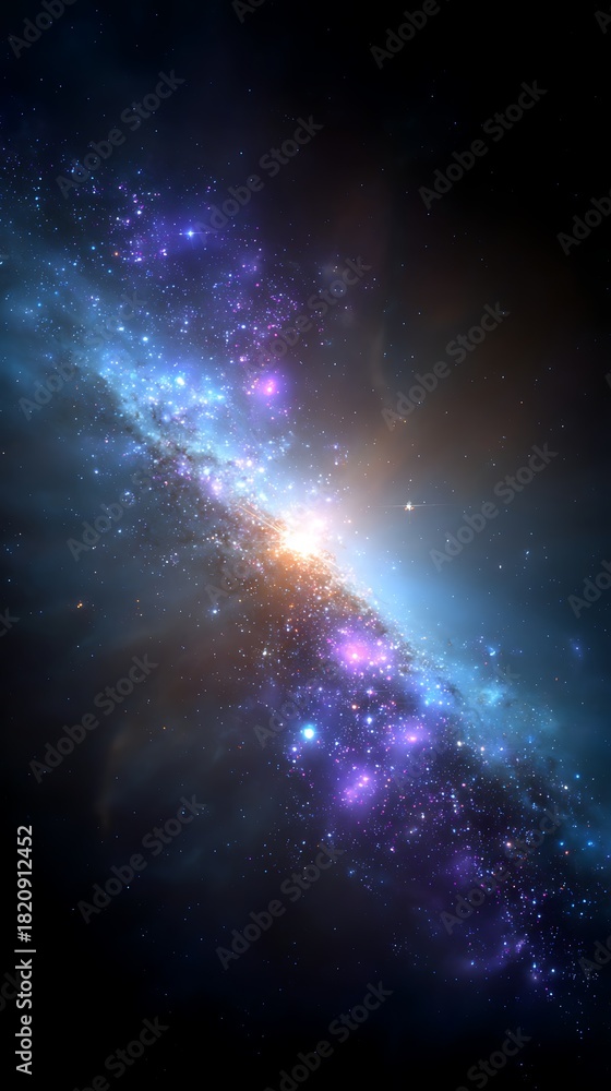 Naklejka premium Vivid Colorful Galaxy with Bright Center in Deep Space