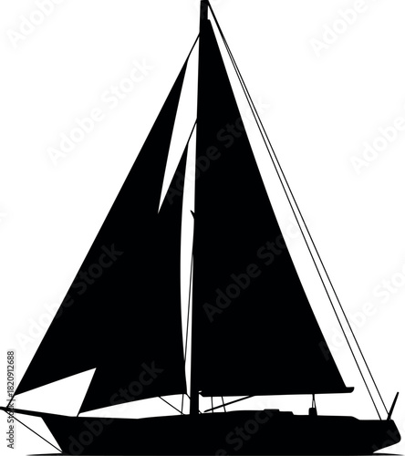 Black sailboat silhouette on white background