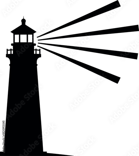 Silhouette lighthouse beacon coastal navigation safety symbol