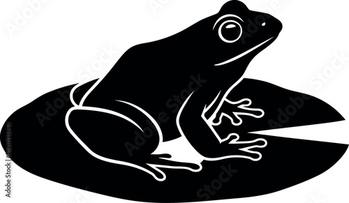 Black frog silhouette on lily pad