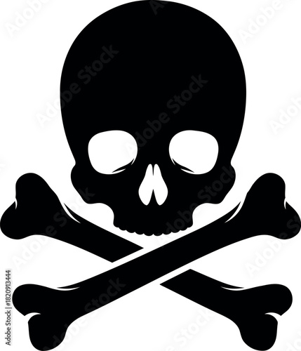 Black skull and crossbones danger symbol