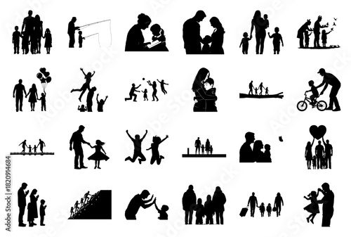 Family Silhouettes and Activities Collection vector