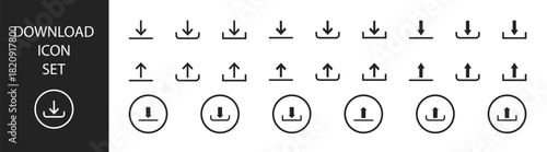Download and Upload Arrow Icon Set — Web, App, and Interface Symbols with Vector, Graphic, and Flat Design Elements on Transparent Background