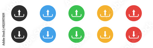 Download and Upload Arrow Icon Set — Web, App, and Interface Symbols with Vector, Graphic, and Navigation Elements on Transparent Background