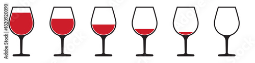 Red Wine Glass Icons Set