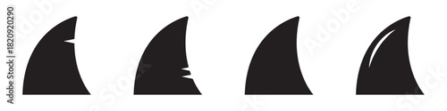 Shark Fin Icons Set – Sea Predator Symbols