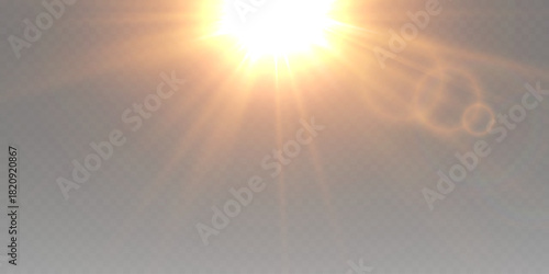 Realistic solar flare with glowing effect. On a transparent background.