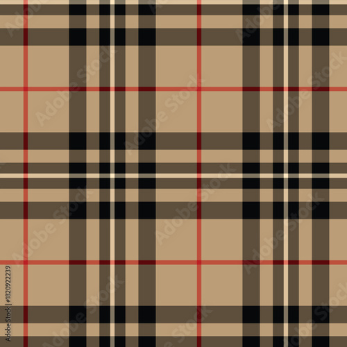 cream red flannel pattern in coffee tones