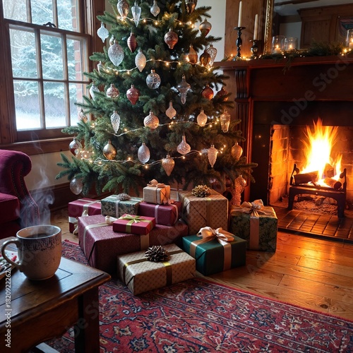 christmas tree with fireplace