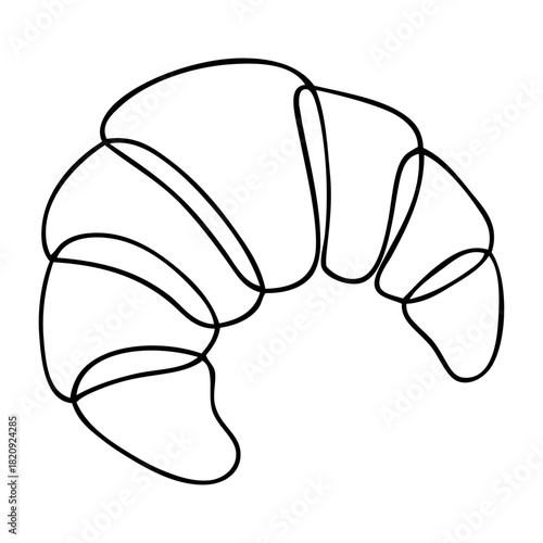 Dibujo de línea continua de croissant 