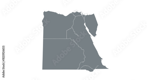 Egypt Map Outline - Detailed Vector Illustration with Regional Borders