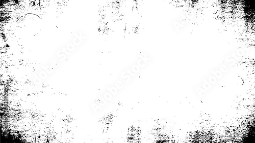 Abstract grunge texture border frame overlay with distressed black speckle effect on vector