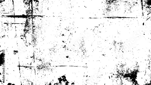 Abstract black and white grunge texture overlay background with distressed paint and scratch marks vector