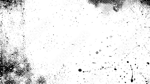 Abstract grunge texture border frame in black and white for overlay effect or distressed background design vector	