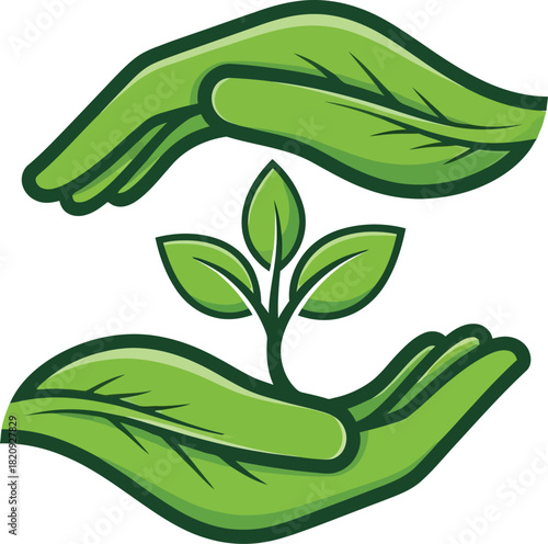 Two hands gently nurture a fresh green sprout for a vibrant future of ecology and sustainability