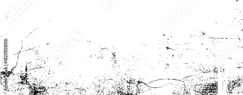 Black and white grunge texture overlay with distressed concrete wall surface and cracks vector