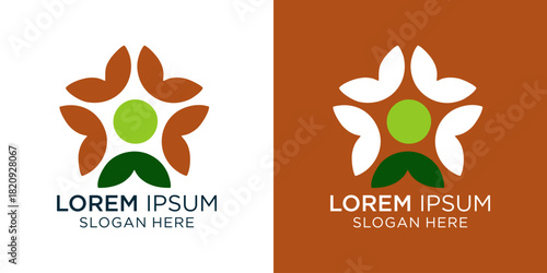 Community logo design featuring a vibrant green center and organic petal shapes, ideal for health, wellness, or nature-inspired brands with modern, earth-friendly values