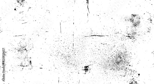 Abstract black and white grunge texture overlay with distressed noise and rough surface effect vector