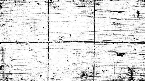 Abstract black and white grunge texture background with distressed overlay and vertical panel lines vector