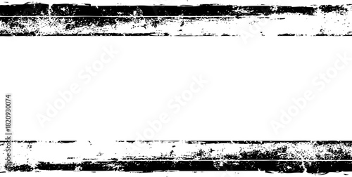 Black grunge horizontal banner frame with distressed texture vector