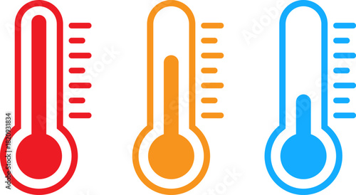 Three thermometers showing different temperature levels